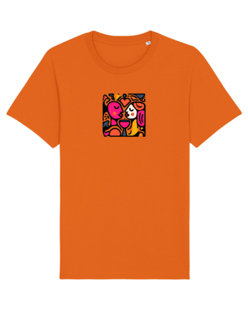 IUBIRE - INIMA - CUPLU  - GEOMETRIC - CUBIST Bright Orange