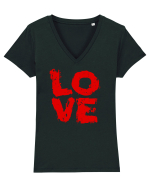 IUBIRE -LOVE - CUPLU  -GRAFFITI  Tricou mânecă scurtă guler V Damă Evoker