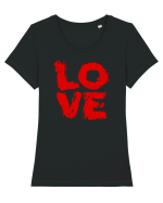 IUBIRE -LOVE - CUPLU  -GRAFFITI  Tricou mânecă scurtă guler larg fitted Damă Expresser