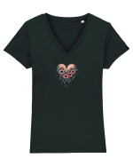 DRAGOBETE - VALENTINE`S DAY - INIMA - FLORI stil tatuaj Tricou mânecă scurtă guler V Damă Evoker