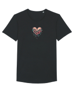 DRAGOBETE - VALENTINE`S DAY - INIMA - FLORI stil tatuaj Tricou mânecă scurtă guler larg Bărbat Skater