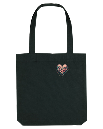 DRAGOBETE - VALENTINE`S DAY - INIMA - FLORI stil tatuaj - lateral Black