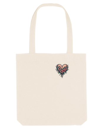 DRAGOBETE - VALENTINE`S DAY - INIMA - FLORI stil tatuaj - lateral Natural