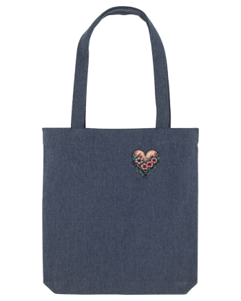 DRAGOBETE - VALENTINE`S DAY - INIMA - FLORI stil tatuaj - lateral Midnight Blue