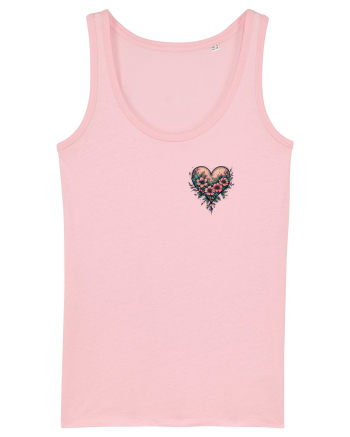 DRAGOBETE - VALENTINE`S DAY - INIMA - FLORI stil tatuaj - lateral Cotton Pink