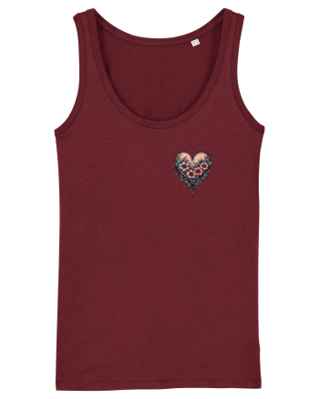 DRAGOBETE - VALENTINE`S DAY - INIMA - FLORI stil tatuaj - lateral Burgundy