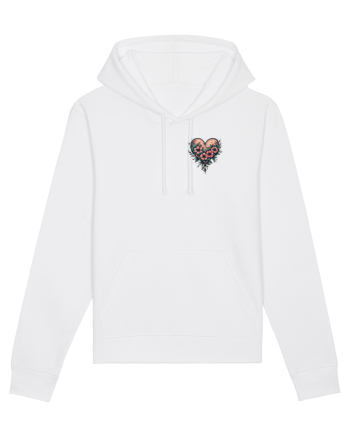 DRAGOBETE - VALENTINE`S DAY - INIMA - FLORI stil tatuaj - lateral White