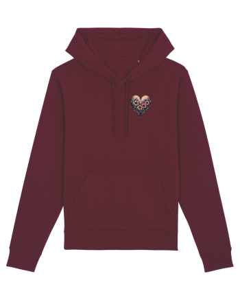 DRAGOBETE - VALENTINE`S DAY - INIMA - FLORI stil tatuaj - lateral Burgundy