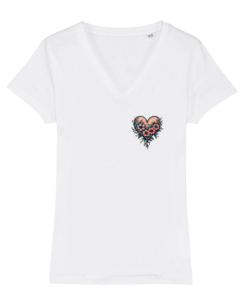 DRAGOBETE - VALENTINE`S DAY - INIMA - FLORI stil tatuaj - lateral White