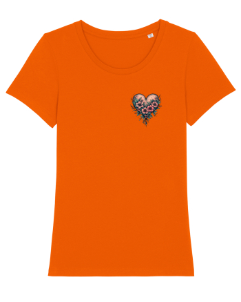 DRAGOBETE - VALENTINE`S DAY - INIMA - FLORI stil tatuaj - lateral Bright Orange