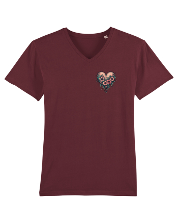 DRAGOBETE - VALENTINE`S DAY - INIMA - FLORI stil tatuaj - lateral Burgundy