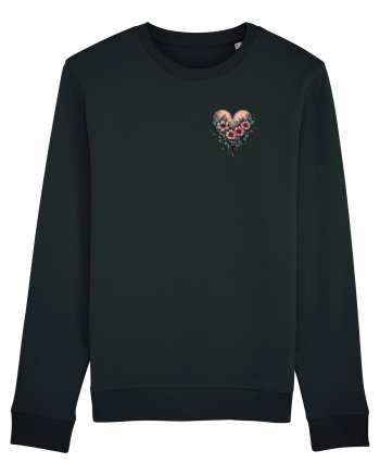 DRAGOBETE - VALENTINE`S DAY - INIMA - FLORI stil tatuaj - lateral Black