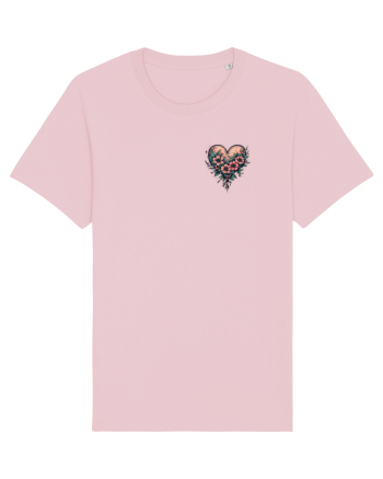 DRAGOBETE - VALENTINE`S DAY - INIMA - FLORI stil tatuaj - lateral Cotton Pink