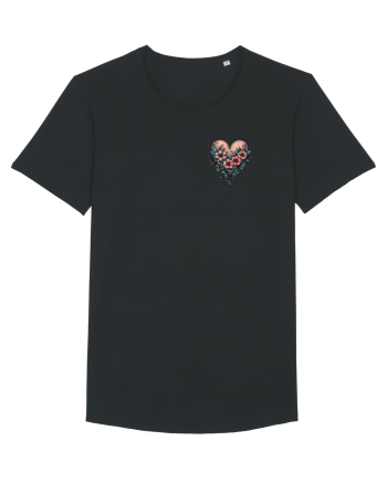 DRAGOBETE - VALENTINE`S DAY - INIMA - FLORI stil tatuaj - lateral Black