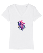  FLORI - INIMA  -  IUBIRE - PRIMAVARA Tricou mânecă scurtă guler V Damă Evoker