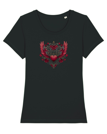  FLORI - INIMA  -  TRANDAFIRI  - ARIPI -  IUBIRE - GOTH - PUNK - ALTERNATIV Black