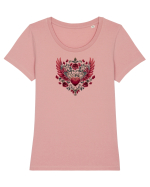  FLORI - INIMA  -  TRANDAFIRI  - ARIPI -  IUBIRE - GOTH - PUNK - ALTERNATIV Tricou mânecă scurtă guler larg fitted Damă Expresser