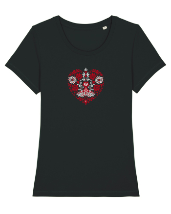  INIMA  -  IUBIRE -CUSATURA - BRODERIE - TRADITIONAL - ROMANESC Black