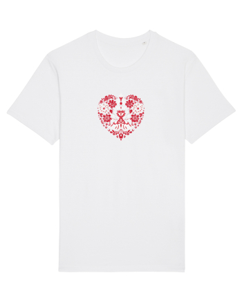  INIMA  -  IUBIRE -CUSATURA - BRODERIE - TRADITIONAL - ROMANESC White