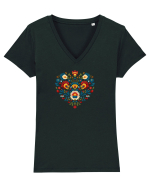  INIMA  -  IUBIRE - CUSATURA - BRODERIE - TRADITIONAL - ROMANESC 2 Tricou mânecă scurtă guler V Damă Evoker