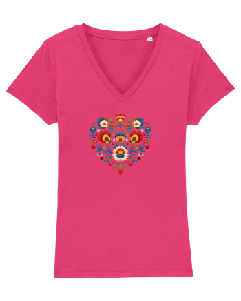  INIMA  -  IUBIRE - CUSATURA - BRODERIE - TRADITIONAL - ROMANESC 2 Raspberry