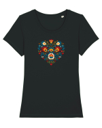  INIMA  -  IUBIRE - CUSATURA - BRODERIE - TRADITIONAL - ROMANESC 2 Tricou mânecă scurtă guler larg fitted Damă Expresser