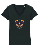  INIMA  -  IUBIRE - CUSATURA - BRODERIE - TRADITIONAL - ROMANESC 4 Tricou mânecă scurtă guler V Damă Evoker