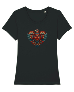  INIMA  -  IUBIRE - CUSATURA - BRODERIE - TRADITIONAL - ROMANESC 5 Tricou mânecă scurtă guler larg fitted Damă Expresser