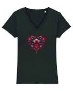  INIMA  -  IUBIRE - MANDALA - FLOARE -  TRADITIONAL - ETNIC 2 Tricou mânecă scurtă guler V Damă Evoker