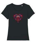  INIMA  -  IUBIRE - MANDALA - FLOARE -  TRADITIONAL - ETNIC 2 Tricou mânecă scurtă guler larg fitted Damă Expresser