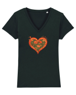  INIMA  -  IUBIRE - ARTA JAPONEZA - FLORI Tricou mânecă scurtă guler V Damă Evoker
