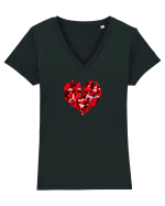  INIMA  -  IUBIRE - ARTA - PIATRA PRETIOASA - ABSTRACT Tricou mânecă scurtă guler V Damă Evoker