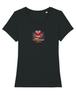 LOADING LOVE Tricou mânecă scurtă guler larg fitted Damă Expresser