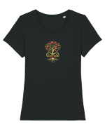 LOVE & ROOTS - IUBIRE & RADACINI Tricou mânecă scurtă guler larg fitted Damă Expresser