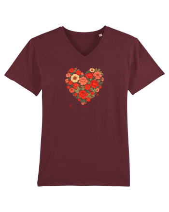 LOVE BLOSSOMS -  INIMA  -  IUBIRE - ARTA JAPONEZA - FLORI Burgundy
