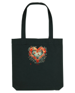 LOVE BLOSSOMS - SAKURA - FLORI CIRES -  INIMA  -  IUBIRE - ARTA JAPONEZA Sacoșă textilă