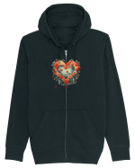 LOVE BLOSSOMS - SAKURA - FLORI CIRES -  INIMA  -  IUBIRE - ARTA JAPONEZA Hanorac cu fermoar Unisex Connector