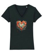 LOVE BLOSSOMS - SAKURA - FLORI CIRES -  INIMA  -  IUBIRE - ARTA JAPONEZA Tricou mânecă scurtă guler V Damă Evoker