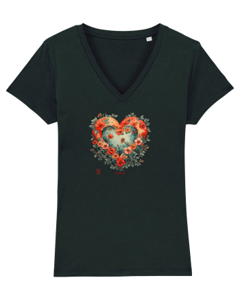 LOVE BLOSSOMS - SAKURA - FLORI CIRES -  INIMA  -  IUBIRE - ARTA JAPONEZA Black