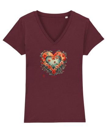 LOVE BLOSSOMS - SAKURA - FLORI CIRES -  INIMA  -  IUBIRE - ARTA JAPONEZA Burgundy