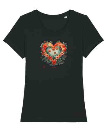LOVE BLOSSOMS - SAKURA - FLORI CIRES -  INIMA  -  IUBIRE - ARTA JAPONEZA Black