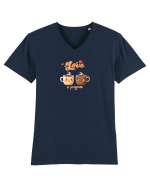 LOVE  IN PROGRESS - CESTI CAFEA - CEAI - CUPLU - INIMA Tricou mânecă scurtă guler V Bărbat Presenter