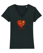 LOVE IS ALL AROUND - INIMA -- GALAXIE - STELE 2 Tricou mânecă scurtă guler V Damă Evoker