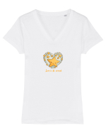 LOVE IS ALL AROUND - INIMA -- GALAXIE - STELE 4 Tricou mânecă scurtă guler V Damă Evoker