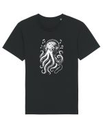 Caracatiță DJ cu căști – ilustrație alb-negru muzicală Tricou mânecă scurtă Unisex Rocker