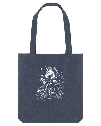 Unicorn biker pe motocicletă – ilustrație alb-negru rebelă Midnight Blue