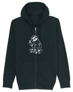 Leneș pe skateboard – ilustrație alb-negru cool Hanorac cu fermoar Unisex Connector