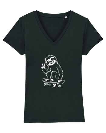 Leneș pe skateboard – ilustrație alb-negru cool Black