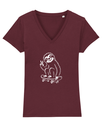 Leneș pe skateboard – ilustrație alb-negru cool Burgundy