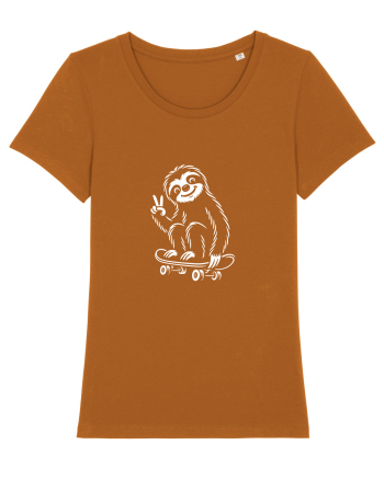 Leneș pe skateboard – ilustrație alb-negru cool Roasted Orange